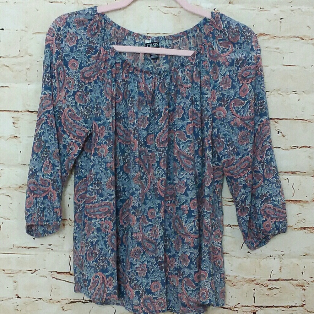 4 for $25💟 Chaps | Paisley Peasant Blouse